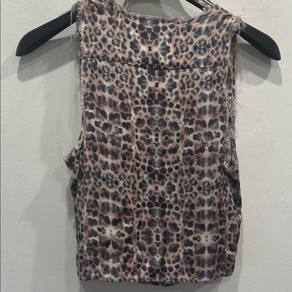 Cali by Cali Dreaming animal print silk top blouse tank size small brown black - Picture 5 of 7